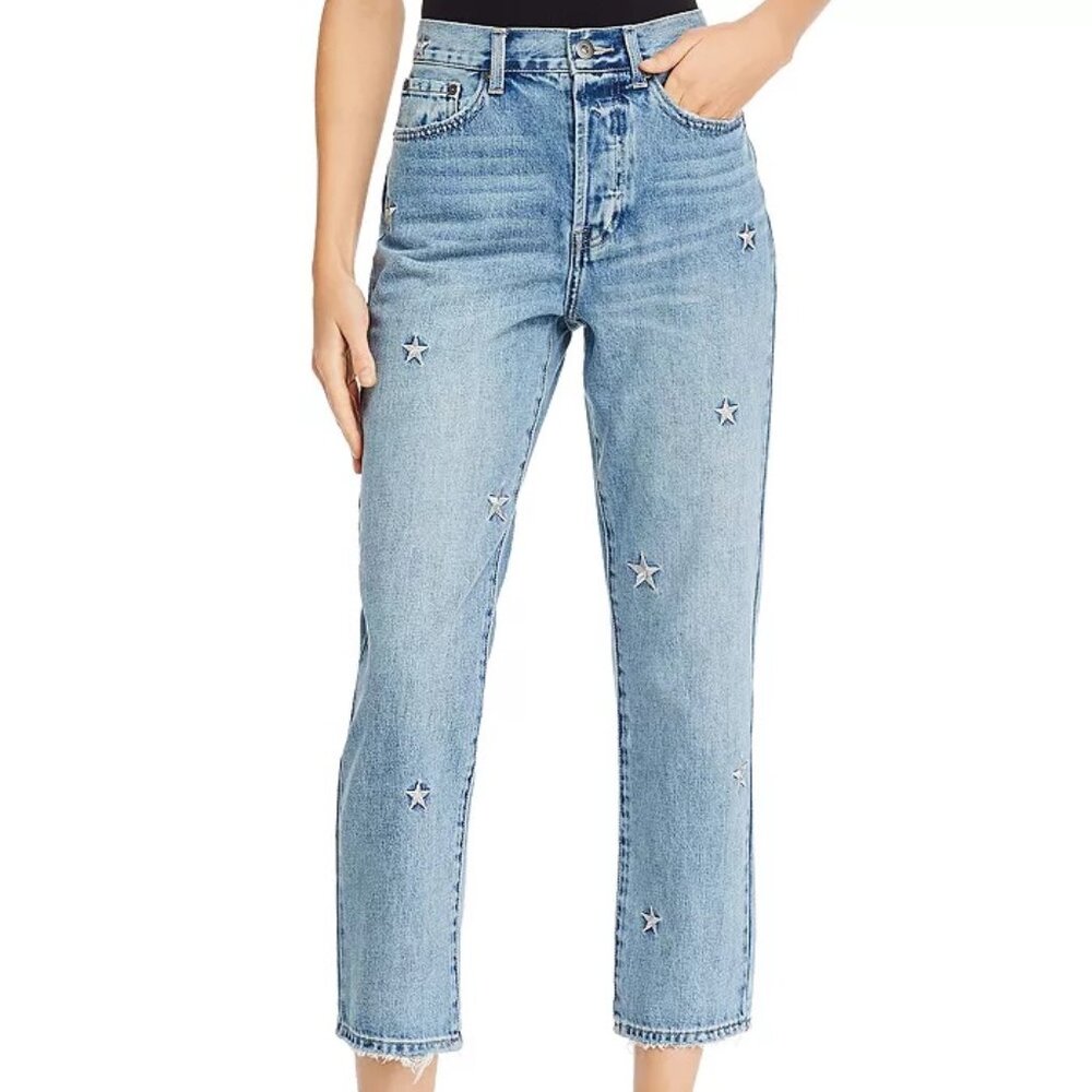 Pistola Charlie Embroidered Star Straight-Leg Jeans in Supernova - Blue